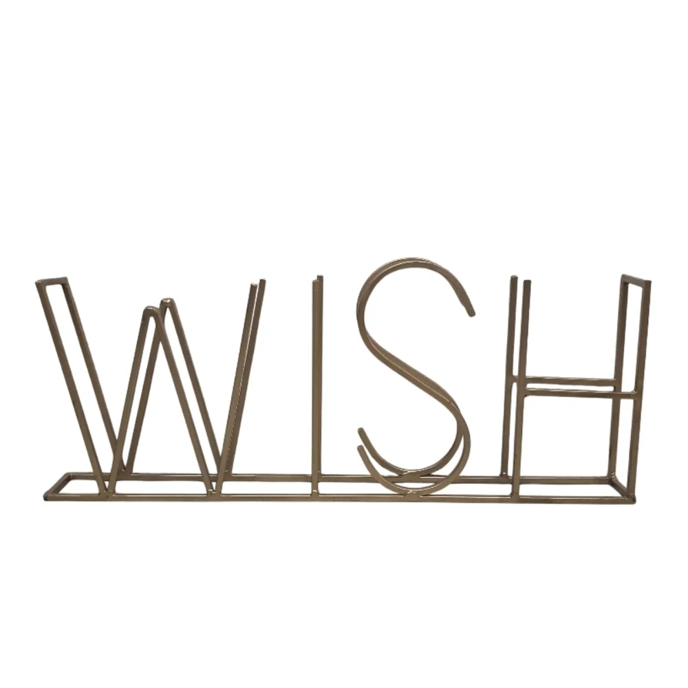 Home Decor 'WISH' Metal Artwork Goldtone Shelf Or Wall